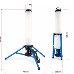XPOtool LED Tower 100W 360° Ausleuchtung Baustrahler 10.000 Lumen Arbeitsstrahler mit Steckdose