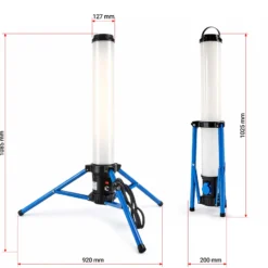 XPOtool LED Tower 150W 360° Ausleuchtung Baustrahler 15.000 Lumen Arbeitsstrahler mit Steckdose