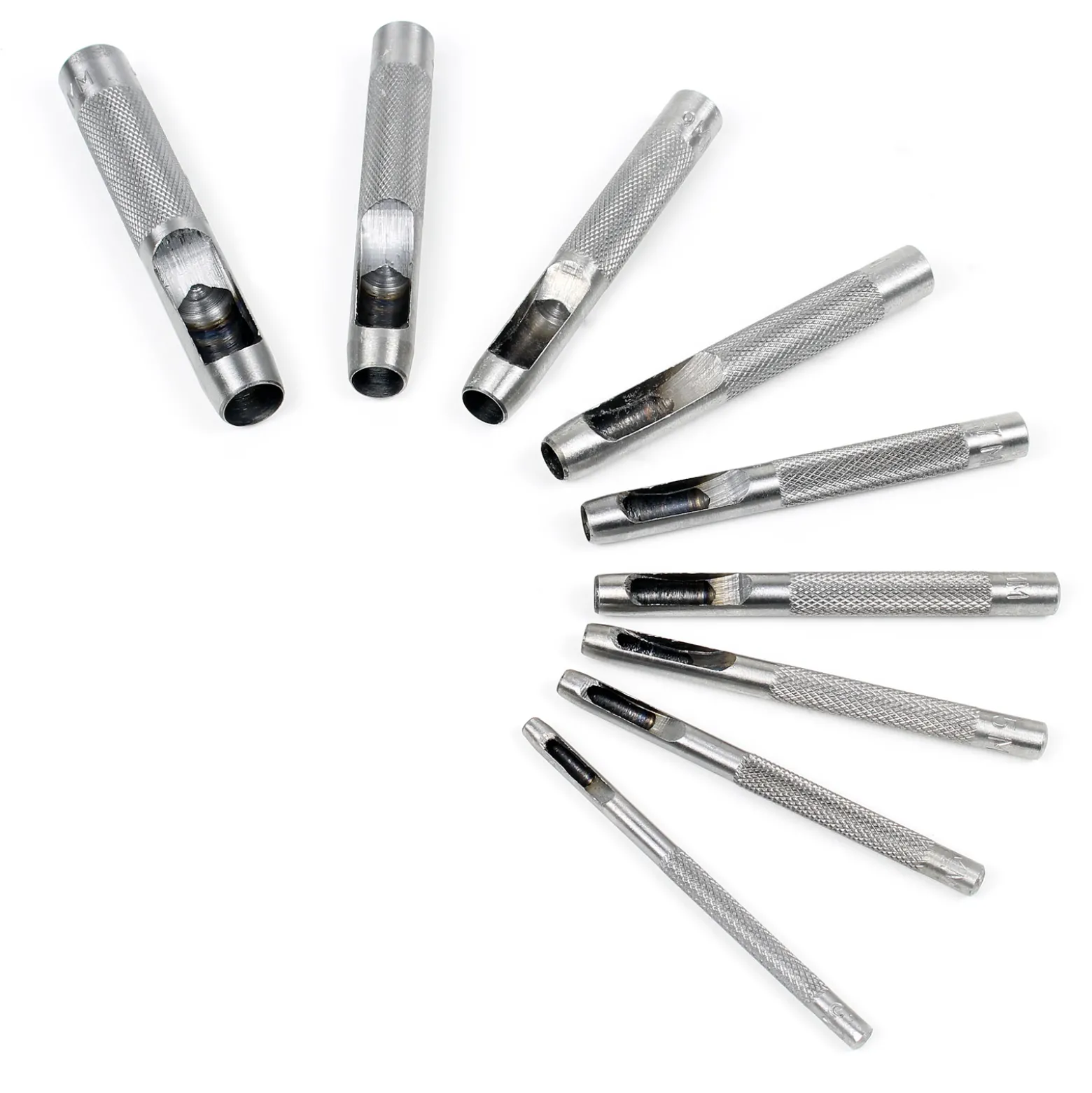 XPOtool Locheisen Set 3-12mm 9tlg Lochschneider aus Carbonstahl für Leder, Gummi, Weichplastik etc.