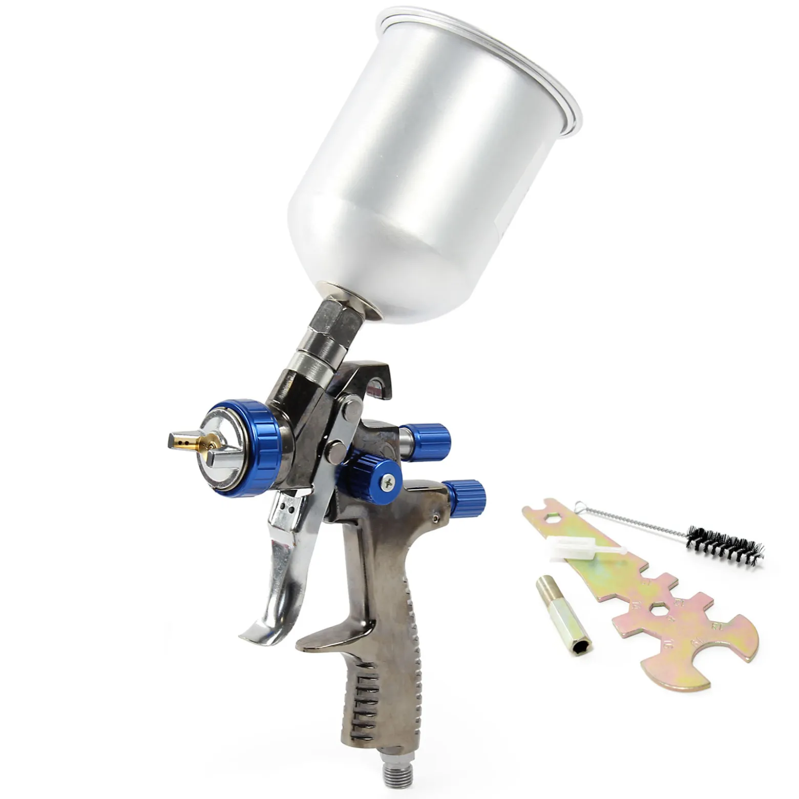 XPOtool LVLP Lackierpistole, 1,4 mm Düse, 500 ml Aluminium Becher, 100 mm Strahlbreite, Spritzpistole Sprühpistole Airbrushpistole