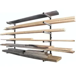 XPOtool Metallregal zur Holzlagerung, 300 x 30 x 1025 mm, Kragarmregal mit 6 Etagen, Schwerlastregal 50 kg pro Ebene in Schwarz