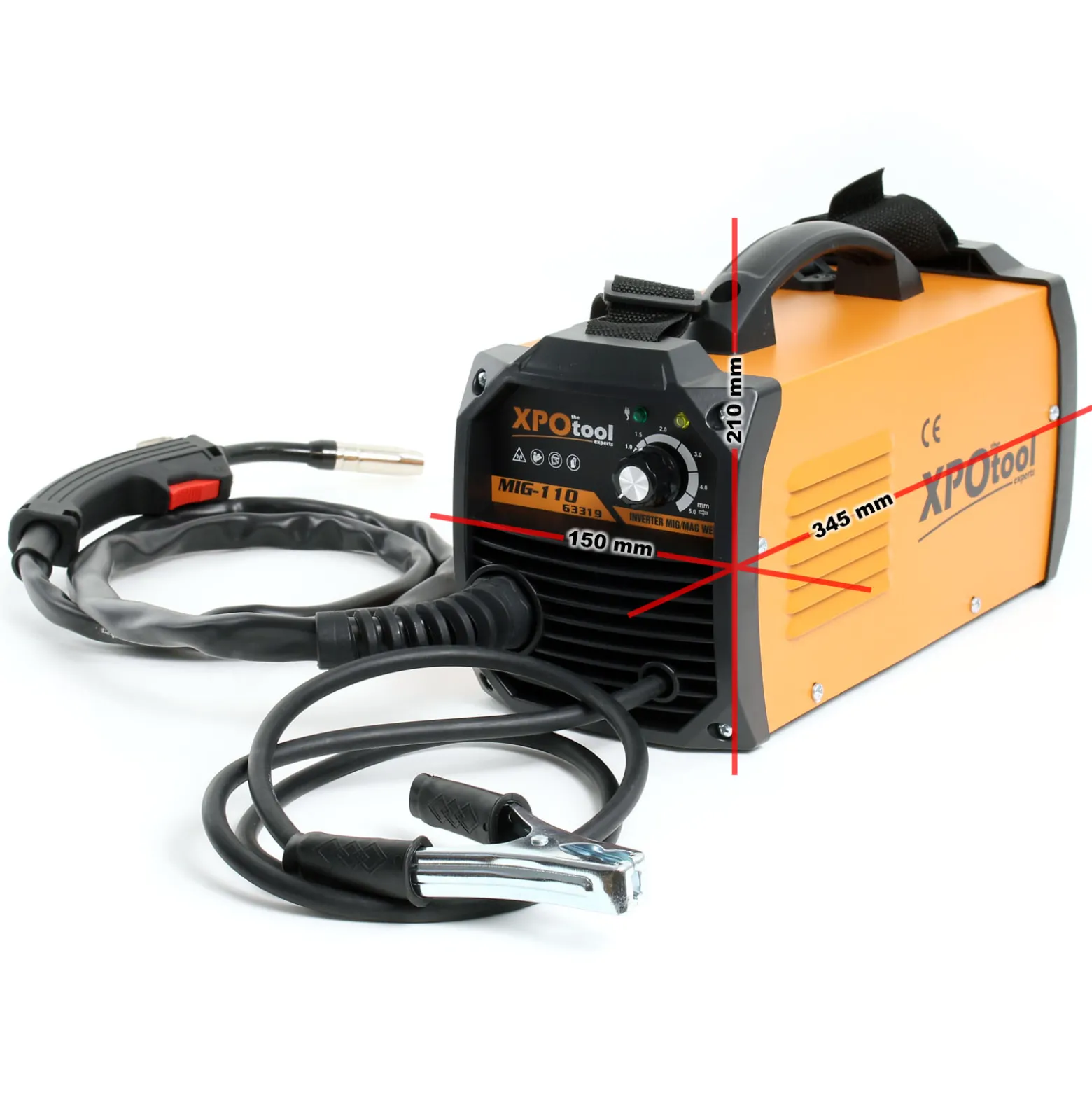 XPOtool MIG100 Inverter Fülldraht Schweißgerät ohne Gas, Schweissgerät mit Drahtvorschub, Flux Fülldraht und IGBT, inklusive Zubehör