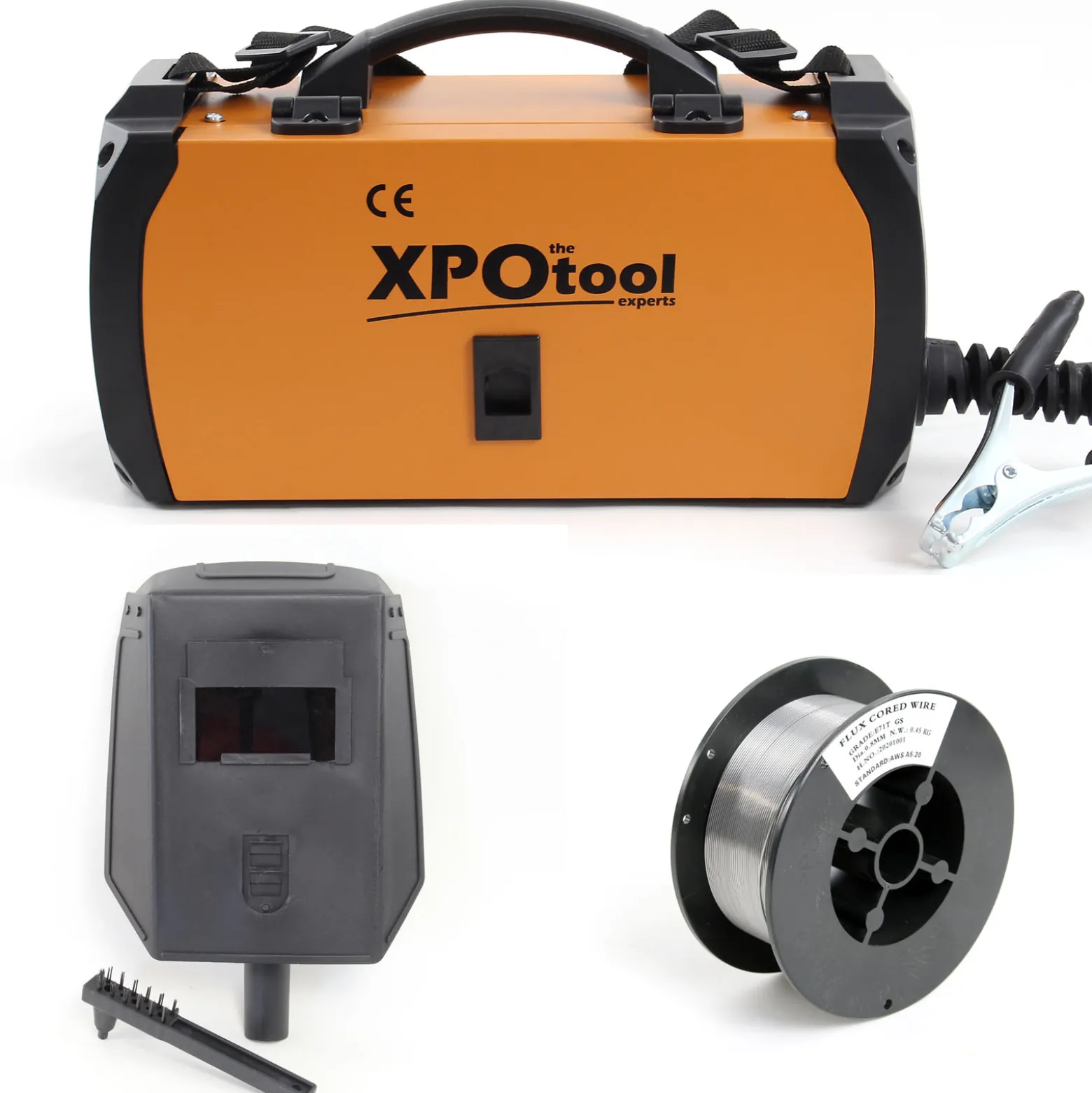 XPOtool MIG100 Inverter Fülldraht Schweißgerät ohne Gas, Schweissgerät mit Drahtvorschub, Flux Fülldraht und IGBT, inklusive Zubehör