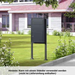 XPOtool Paketkasten Anthrazit 470 x 220 x 870 mm, Paketbox Zuhause, private Paketannahme passend für Pakete und Päckchen, Wandbriefkasten Stahl