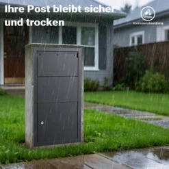 XPOtool Paketkasten Anthrazit 470 x 220 x 870 mm, Paketbox Zuhause, private Paketannahme passend für Pakete und Päckchen, Wandbriefkasten Stahl