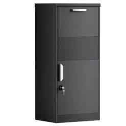 XPOtool Paketkasten Schwarz 500 x 375 x 1150 mm, Paketbox Zuhause, private Paketannahme passend für Pakete und Päckchen, Standbriefkasten Stahl
