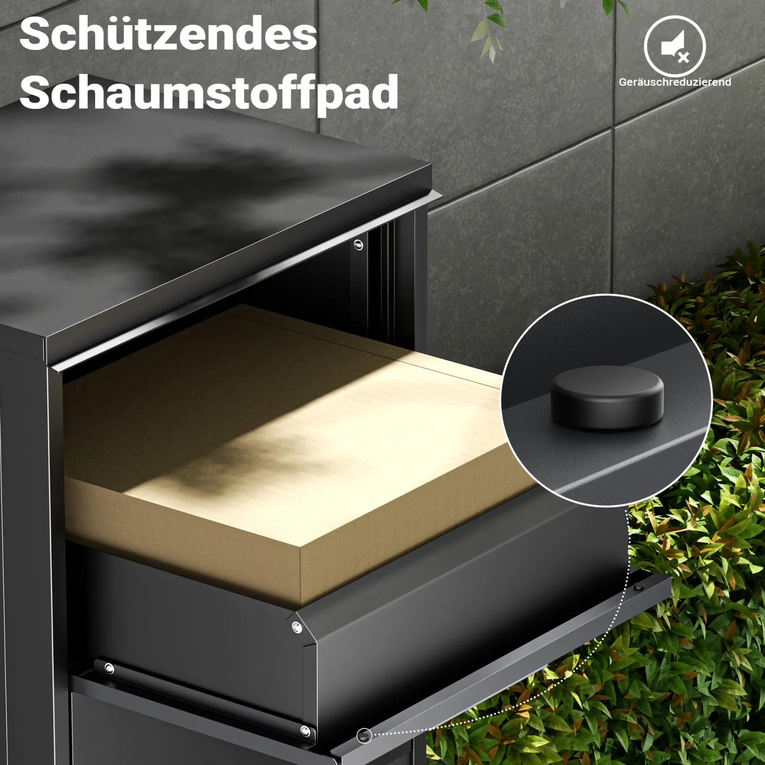 XPOtool Paketkasten Schwarz 500 x 375 x 1150 mm, Paketbox Zuhause, private Paketannahme passend für Pakete und Päckchen, Standbriefkasten Stahl