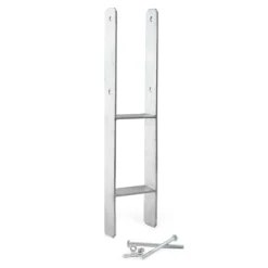 XPOtool Pfostenträger feuerverzinkt 91 x 600mm, H-Anker aus Carbonstahl, Pfostenanker mit Bohrlöchern M10 x 110, Pfostenschuh mit 2 Verstrebungen