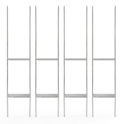 XPOtool Pfostenträger feuerverzinkt 4 Stück 91 x 600 mm, H-Anker aus Carbonstahl, Pfostenanker mit Bohrlöchern M10 x 110, Pfostenschuh mit 2 Verstrebungen