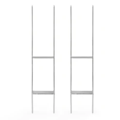 XPOtool Pfostenträger feuerverzinkt 2 Stück 91 x 600 mm, H-Anker aus Carbonstahl, Pfostenanker mit Bohrlöchern M10 x 110, Pfostenschuh mit 2 Verstrebungen