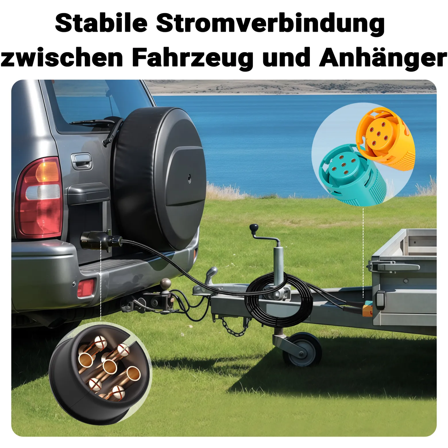 XPOtool 7 Pin Anhänger 5 m Kabel 7-poliges Anhängerkabel für Rückleuchten bei Anhänger und Wohnwagen