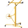 XPOtool Plattenheber bis max. 68 kg, Höhe 188-487 cm, Montagehilfe für Trockenbau, Paneelheber schwenkbar, neigbar mit 3 Rädern mit Feststellbremse, gelb