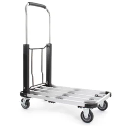 XPOtool Plattformwagen bis 150 kg 710x410 mm, Transportkarre klappbar mit Vollgummireifen, Bremse und Ladefläche ausziehbar, Transportwagen
