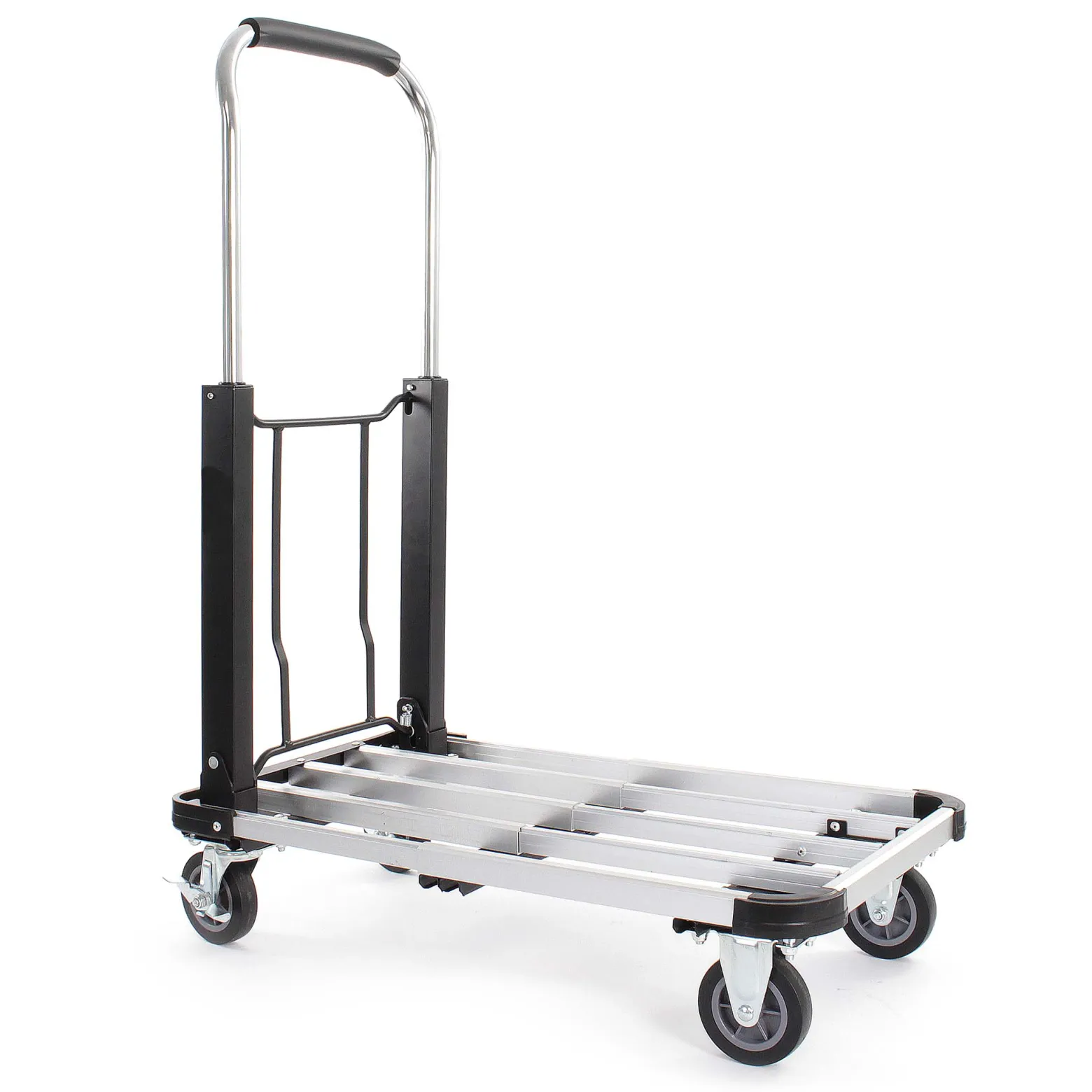 XPOtool Plattformwagen bis 150 kg 710x410 mm, Transportkarre klappbar mit Vollgummireifen, Bremse und Ladefläche ausziehbar, Transportwagen