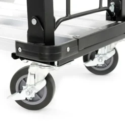 XPOtool Plattformwagen bis 150 kg 710x410 mm, Transportkarre klappbar mit Vollgummireifen, Bremse und Ladefläche ausziehbar, Transportwagen