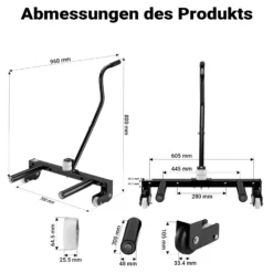 XPOtool Reifenmontagewagen bis 250 kg, Radheber aus Stahl als Radmontagehilfe für 17-56,5 cm (6,5-22,5