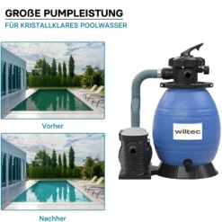 XPOtool Sandfilteranlage 250 W mit 26l Filtertank und selbstansaugender Pumpe 10000 l/h, Sandfilterpumpe, Pool-Pumpe