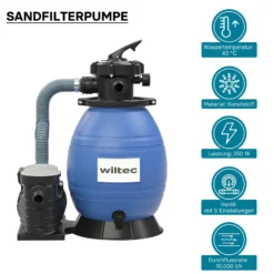 XPOtool Sandfilteranlage 250 W mit 26l Filtertank und selbstansaugender Pumpe 10000 l/h, Sandfilterpumpe, Pool-Pumpe