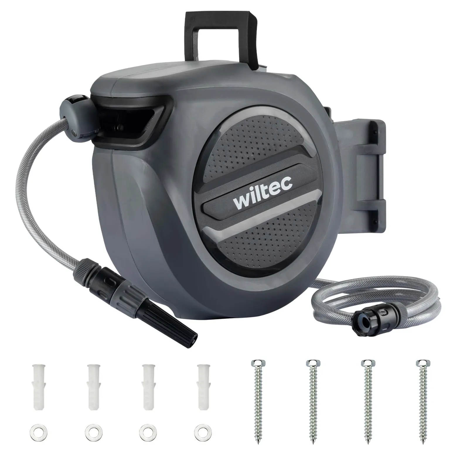 XPOtool Schlauchtrommel, Wand Schlauchbox mit Aufroll-Automatik und 30m Wasserschlauch, Gartenbewässerung