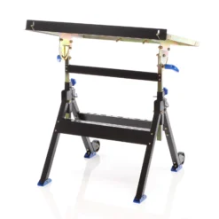 XPOtool Schweißtisch klappbar bis 150 kg aus Stahl, Schweißwagen höhenverstellbar 735-860 mm, Neigung bis 90°, Werkbank, Werkstattwagen mit Ablage