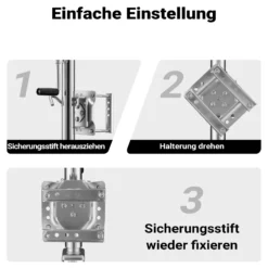 XPOtool Schwerlast Stützrad bis 540 kg, Anhängerstütze mit bis zu 260 mm Hubhöhe, Stützlast Bugrad mit Halterung für PKW und Anhänger mit Kurbel
