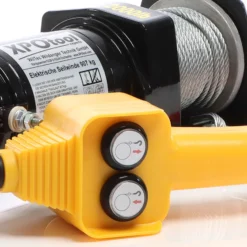 XPOtool Set Elektrische Seilwinde 907kg 12V, Seilzug mit 12,5m Stahlseil, 1PS Motorwinde u. Rollenfenster, Windenfenster mit 4 Rollen Lochabstand 109mm, Seilrollenfenster