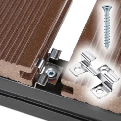 XPOtool Set 50x Edelstahl Clips 7 mm, 60x Sechsrund Schrauben 3,5x20 mm T15 zur Montage von Terrassendiele mit 7 mm Nut