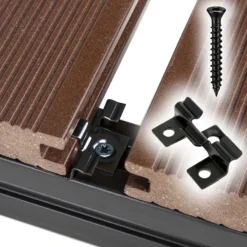 XPOtool Set 50x Edelstahl Clips 8 mm, schwarz, 60x Sechsrund Schrauben 3,5x20 mm T15 zur Montage von Terrassendiele mit 8 mm Nut