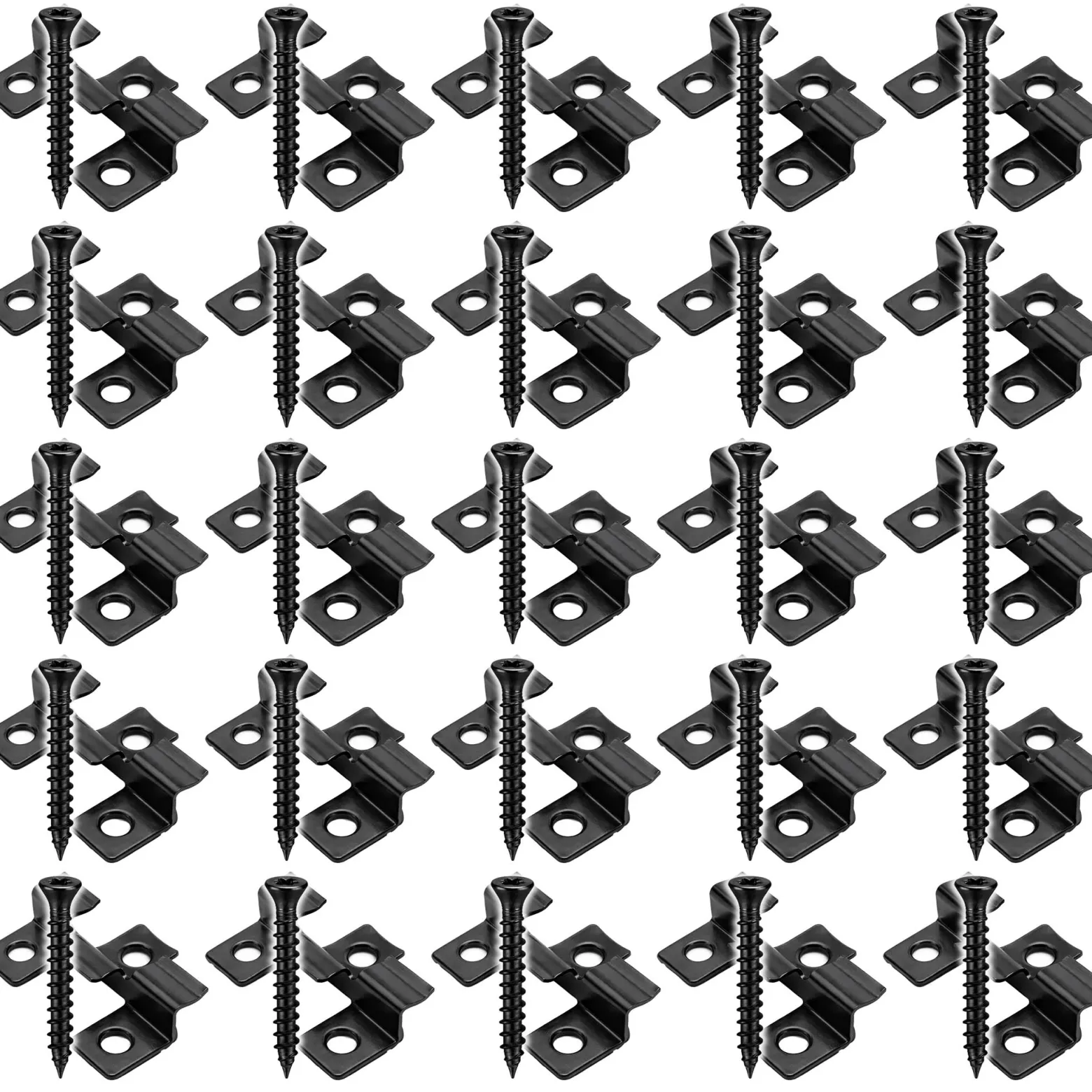 XPOtool Set 50x Edelstahl Clips 7 mm, schwarz, 60x Sechsrund Schrauben 3,5x20 mm T15 zur Montage von Terrassendiele mit 7 mm Nut