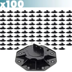 XPOtool Set 100x Stelzlager für Terrassen, 2700kg, 18-28mm, höhenverstellbare Stellfüße für Terrassendielen, Platten und Planken