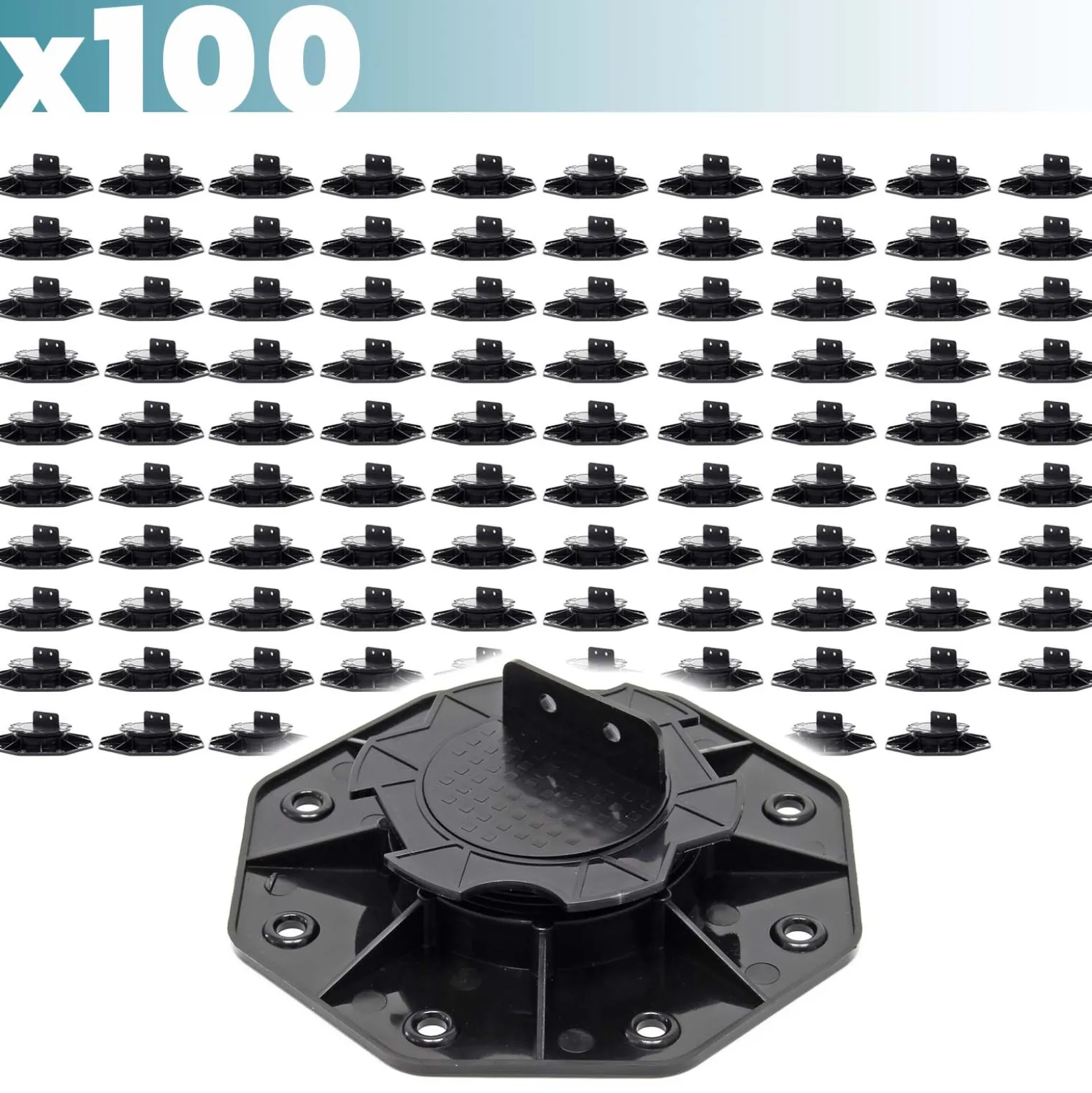 XPOtool Set 100x Stelzlager für Terrassen, 2700kg, 18-28mm, höhenverstellbare Stellfüße für Terrassendielen, Platten und Planken