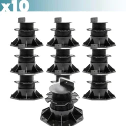 XPOtool Set 10x Stelzlager für Terrassen, 2700kg, 60-138mm, höhenverstellbare Stellfüße für Terrassendielen, Platten und Planken