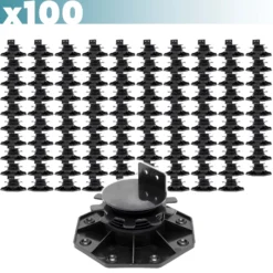 XPOtool Set 100x Stelzlager für Terrassen, 2700kg, 33-64mm, höhenverstellbare Stellfüße für Terrassendielen, Platten und Planken