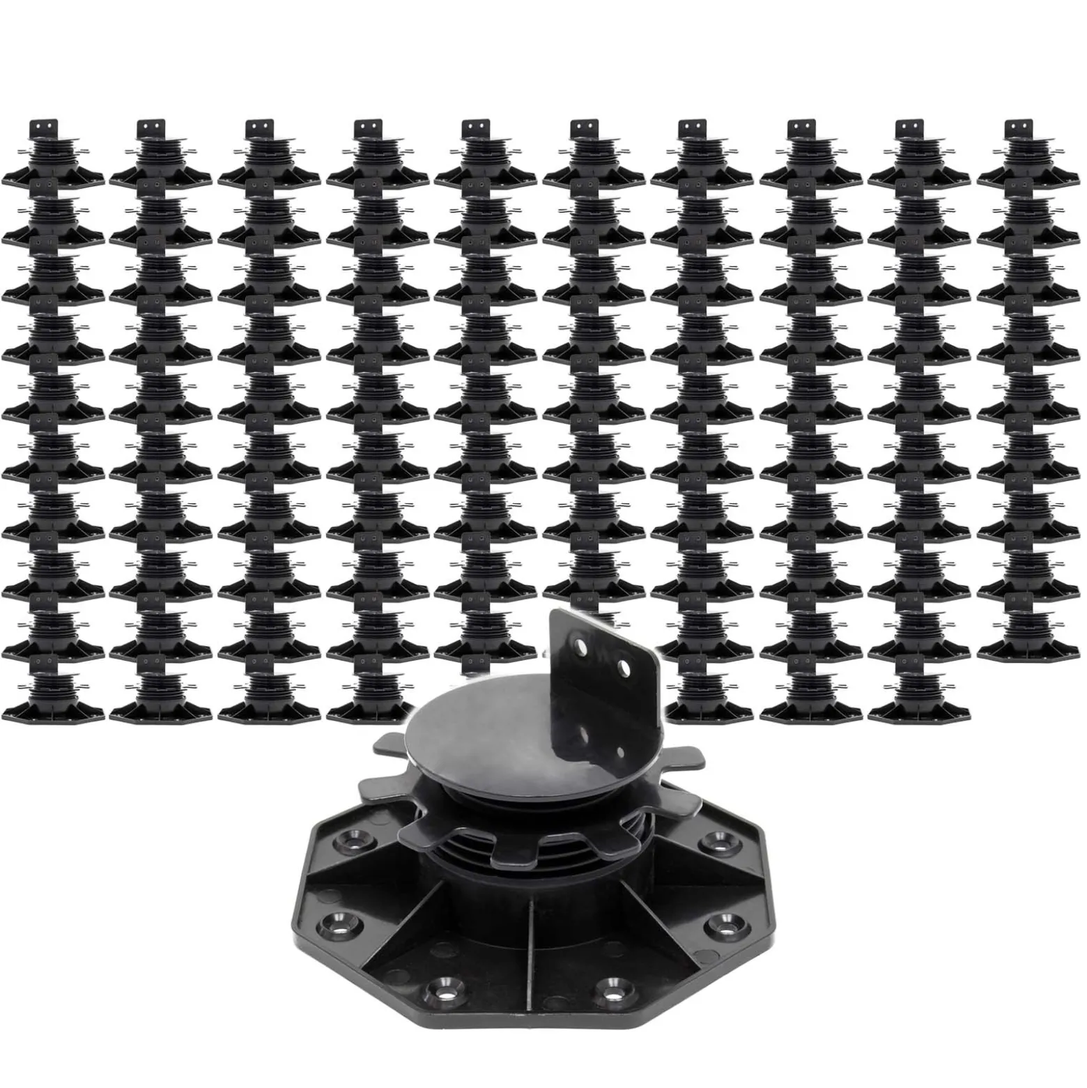 XPOtool Set 100x Stelzlager für Terrassen, 2700kg, 33-64mm, höhenverstellbare Stellfüße für Terrassendielen, Platten und Planken