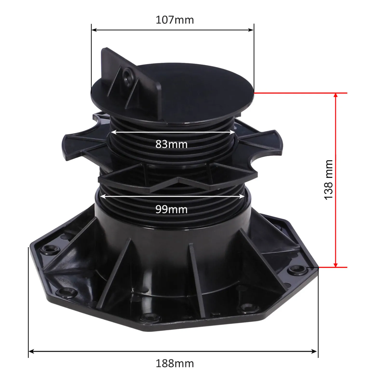 XPOtool Set 100x Stelzlager für Terrassen, 2700kg, 60-138mm, höhenverstellbare Stellfüße für Terrassendielen, Platten und Planken