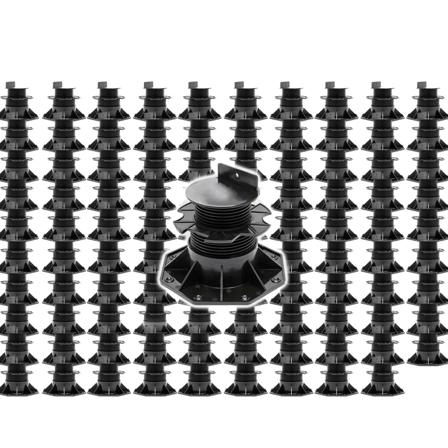 XPOtool Set 100x Stelzlager für Terrassen, 2700kg, 60-138mm, höhenverstellbare Stellfüße für Terrassendielen, Platten und Planken