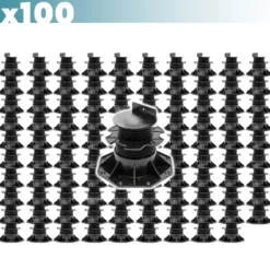 XPOtool Set 100x Stelzlager für Terrassen, 2700kg, 60-138mm, höhenverstellbare Stellfüße für Terrassendielen, Platten und Planken