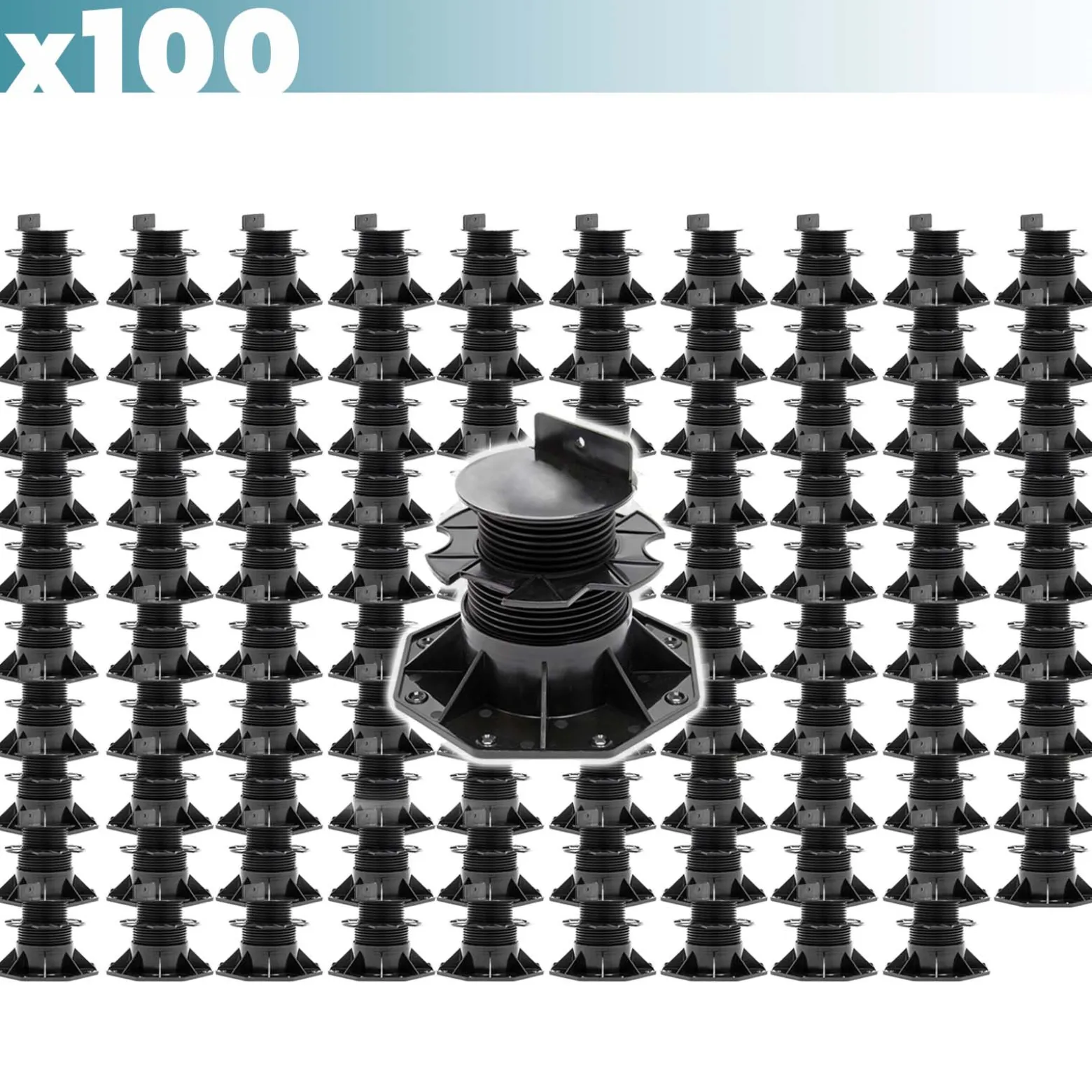 XPOtool Set 100x Stelzlager für Terrassen, 2700kg, 60-138mm, höhenverstellbare Stellfüße für Terrassendielen, Platten und Planken