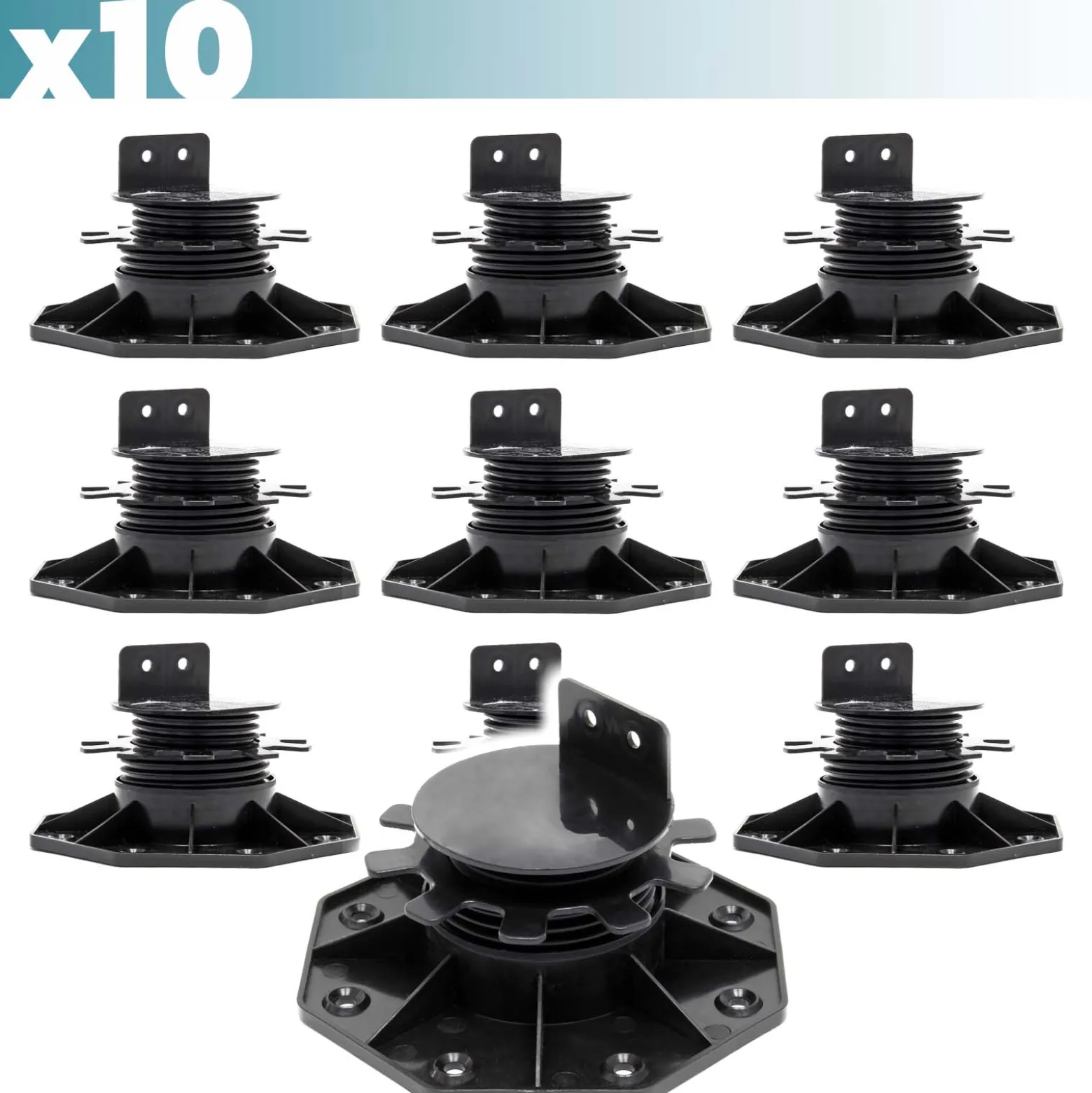 XPOtool Set 10x Stelzlager für Terrassen, 2700kg, 33-64mm, höhenverstellbare Stellfüße für Terrassendielen, Platten und Planken