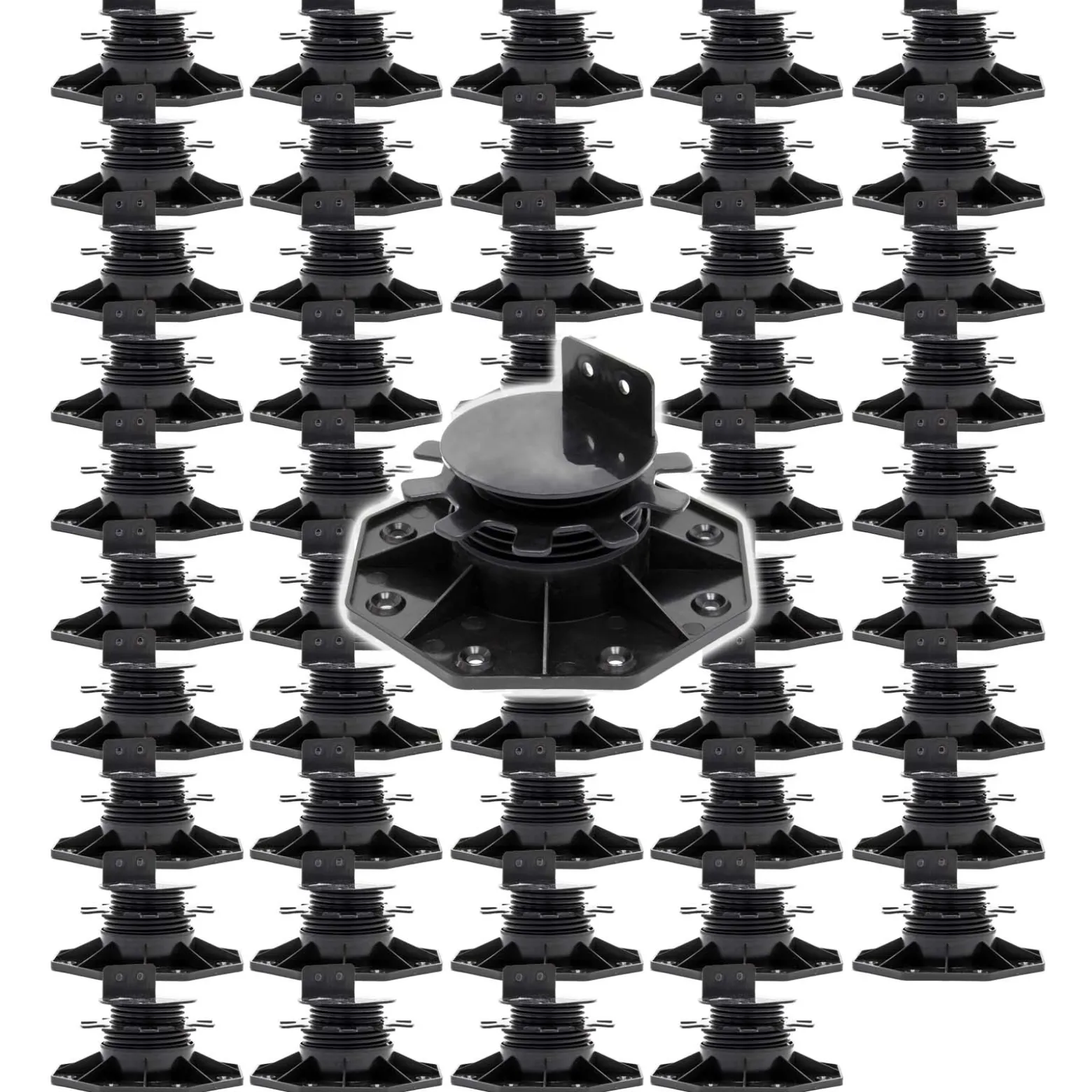 XPOtool Set 50x Stelzlager für Terrassen, 2700kg, 33-64mm, höhenverstellbare Stellfüße für Terrassendielen, Platten und Planken