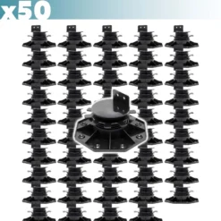 XPOtool Set 50x Stelzlager für Terrassen, 2700kg, 33-64mm, höhenverstellbare Stellfüße für Terrassendielen, Platten und Planken