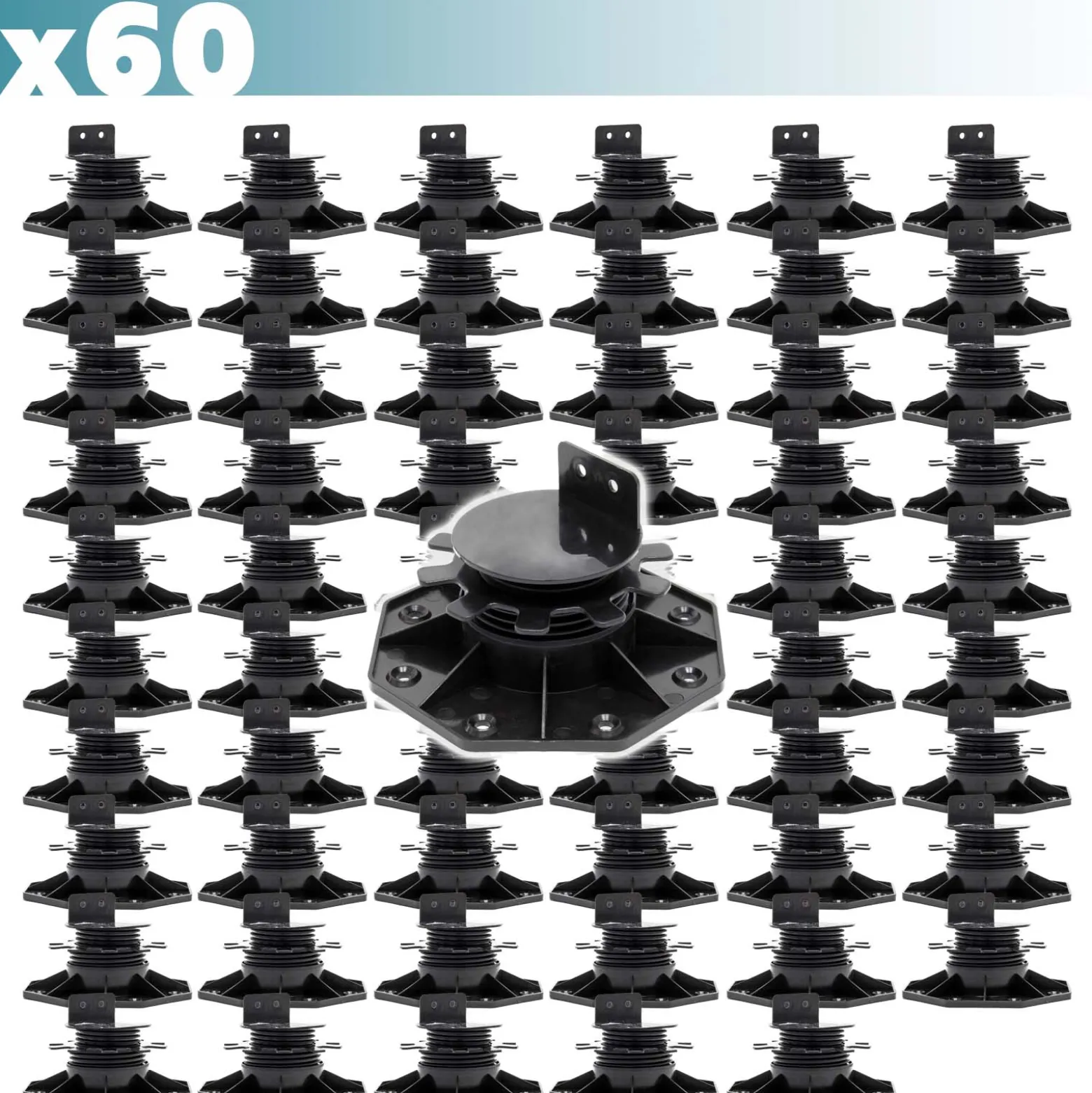 XPOtool Set 60x Stelzlager für Terrassen, 2700kg, 33-64mm, höhenverstellbare Stellfüße für Terrassendielen, Platten und Planken