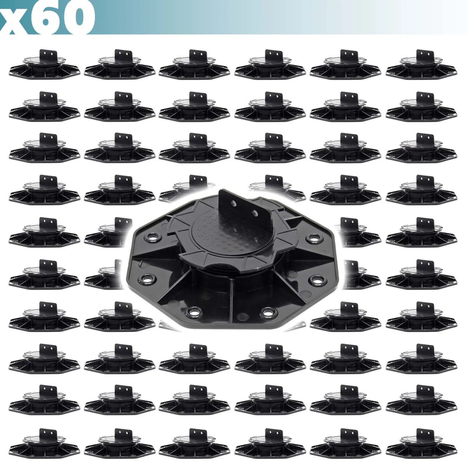 XPOtool Set 60x Stelzlager für Terrassen, 2700kg, 18-28mm, höhenverstellbare Stellfüße für Terrassendielen, Platten und Planken