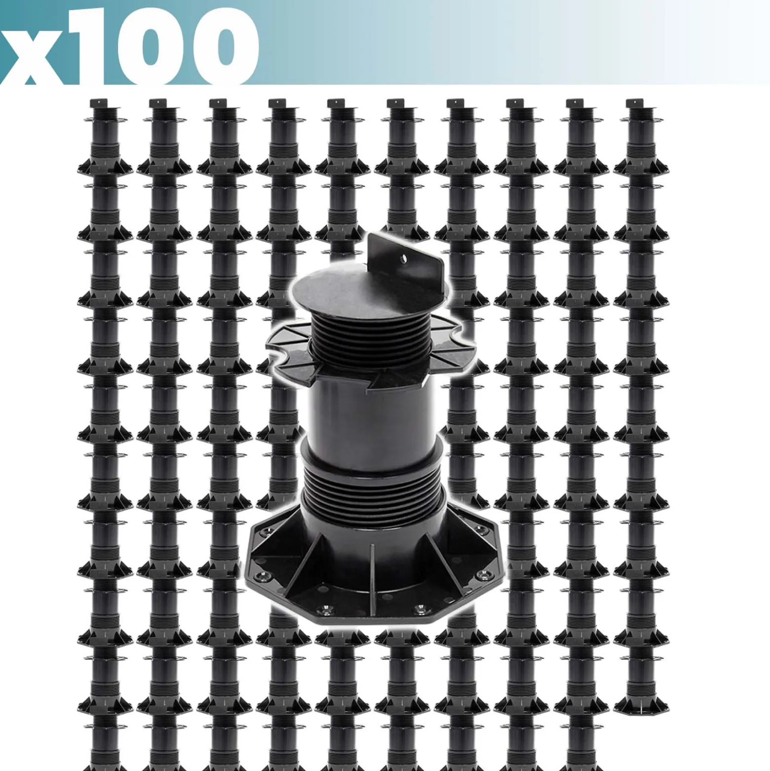 XPOtool Set 100x Stelzlager für Terrassen, 2700kg, 137-215mm, höhenverstellbare Stellfüße für Terrassendielen, Platten und Planken