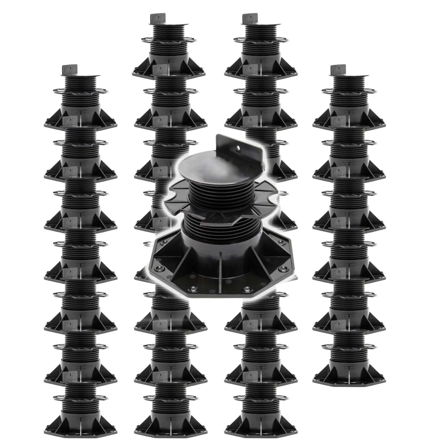 XPOtool Set 30x Stelzlager für Terrassen, 2700kg, 60-138mm, höhenverstellbare Stellfüße für Terrassendielen, Platten und Planken