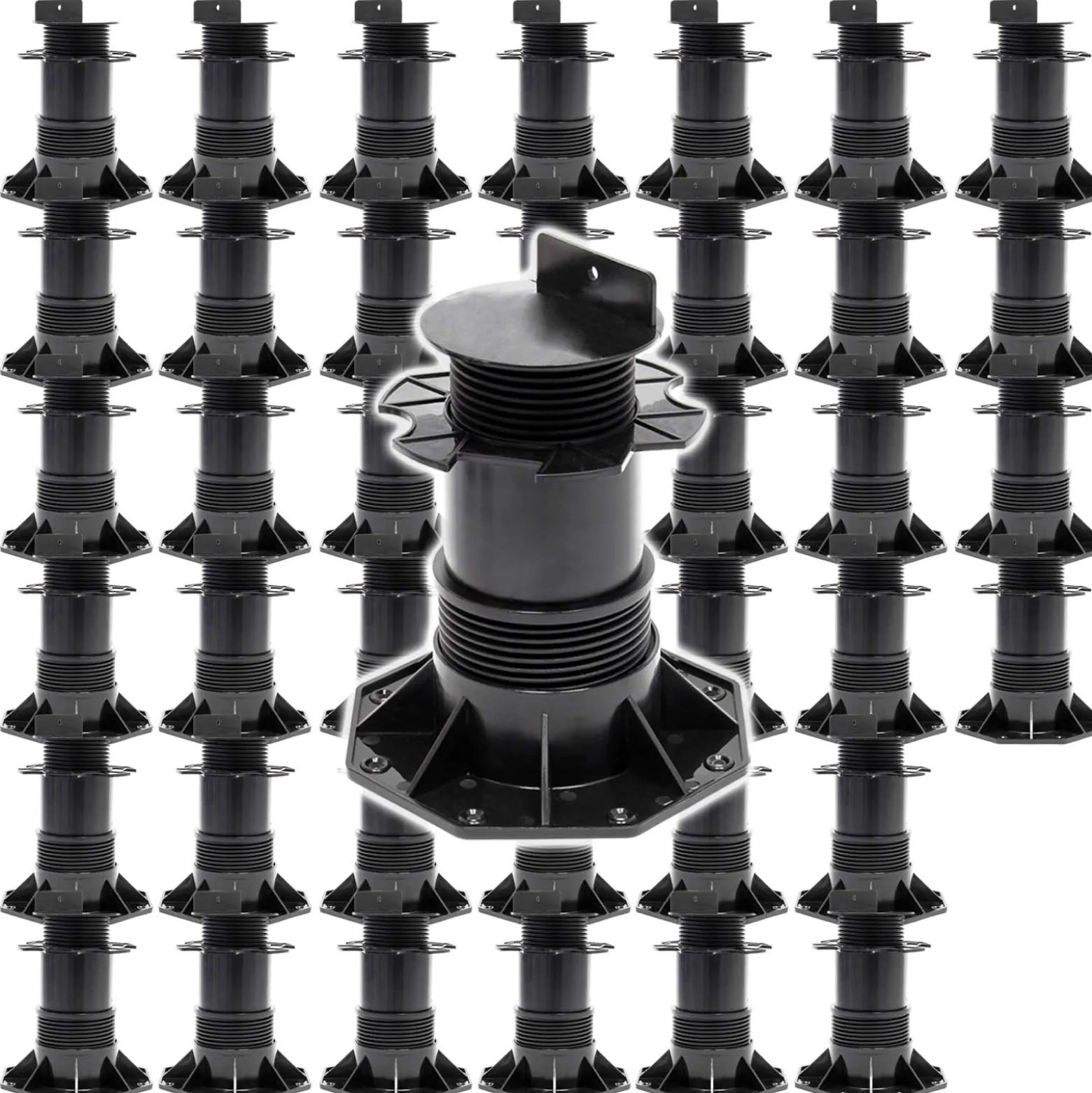 XPOtool Set 40x Stelzlager für Terrassen, 2700kg, 137-215mm, höhenverstellbare Stellfüße für Terrassendielen, Platten und Planken