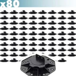 XPOtool Set 80x Stelzlager für Terrassen, 2700kg, 18-28mm, höhenverstellbare Stellfüße für Terrassendielen, Platten und Planken