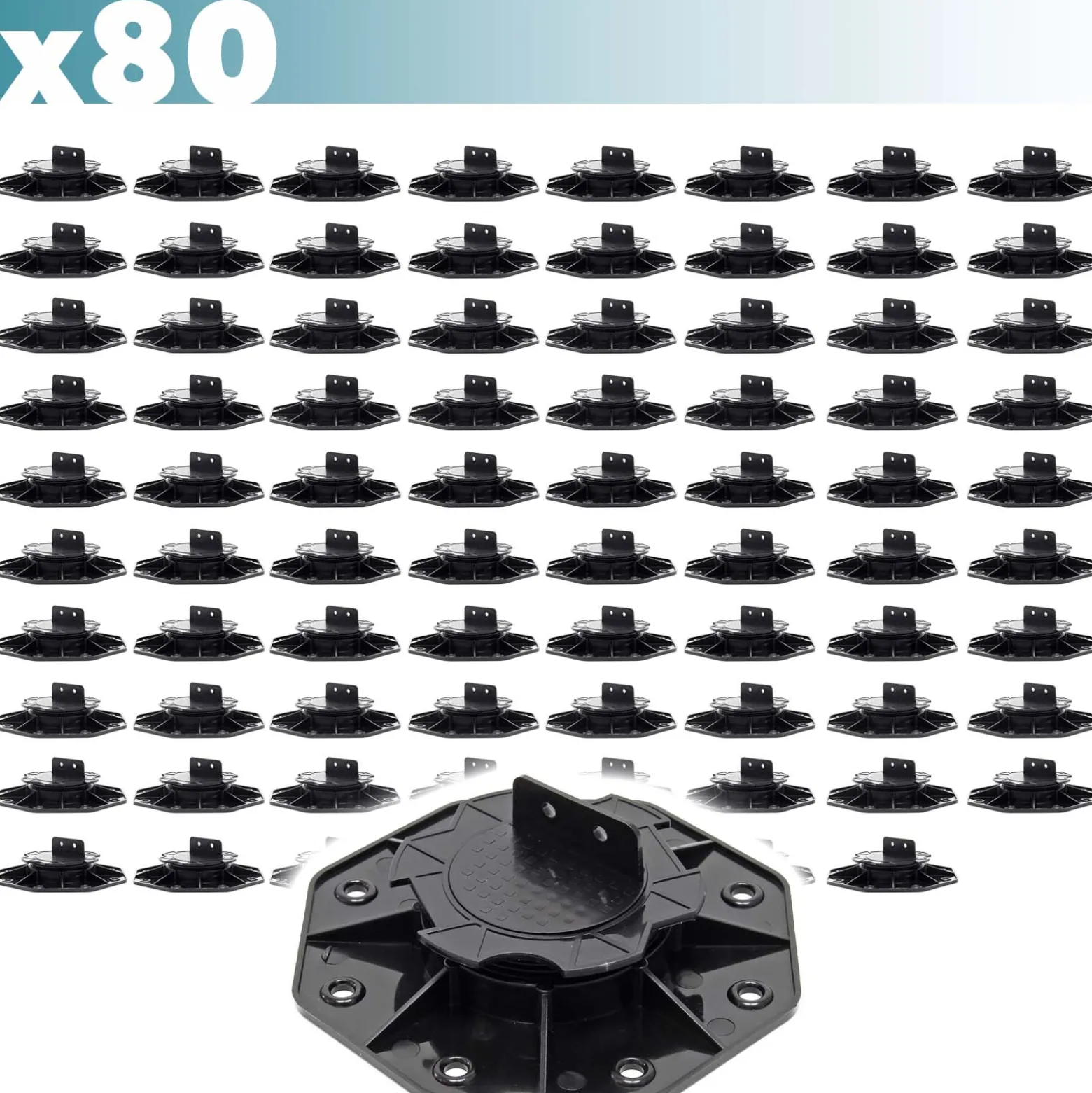 XPOtool Set 80x Stelzlager für Terrassen, 2700kg, 18-28mm, höhenverstellbare Stellfüße für Terrassendielen, Platten und Planken