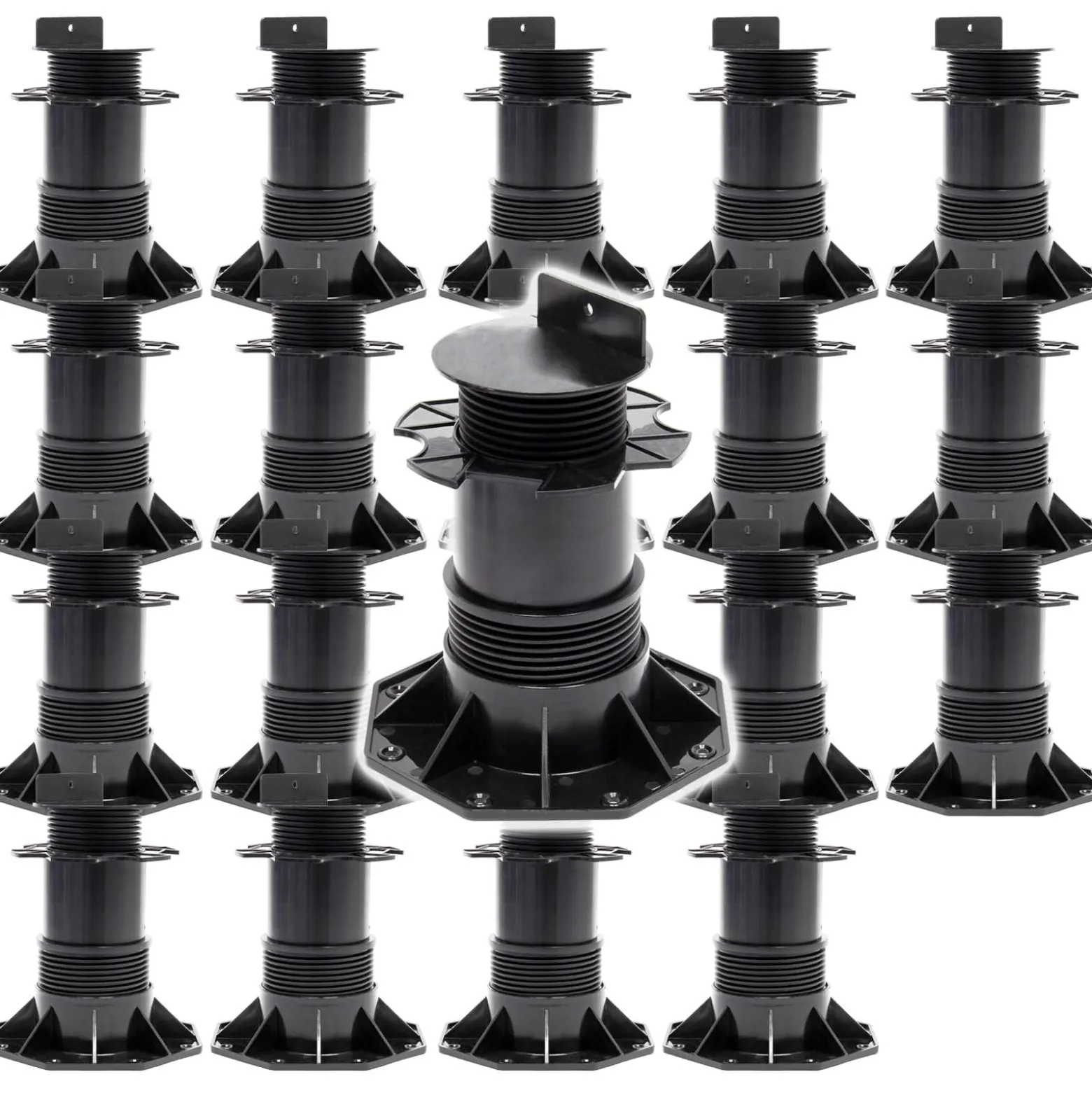 XPOtool Set 20x Stelzlager für Terrassen, 2700kg, 137-215mm, höhenverstellbare Stellfüße für Terrassendielen, Platten und Planken