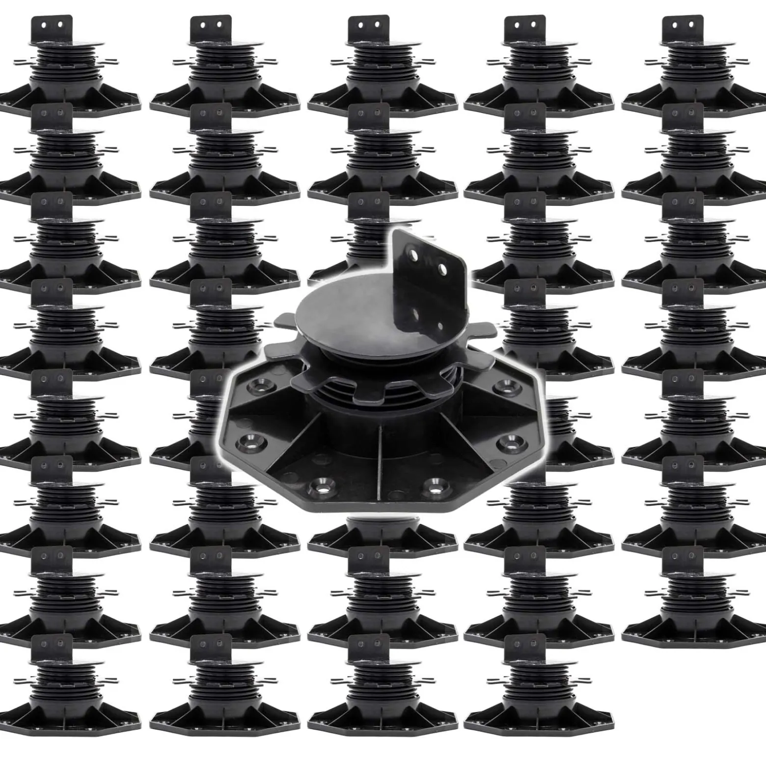 XPOtool Set 40x Stelzlager für Terrassen, 2700kg, 33-64mm, höhenverstellbare Stellfüße für Terrassendielen, Platten und Planken